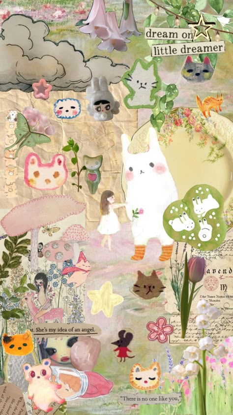 #myfirstshuffle #cute #kawaii #vintage #wallpaper #art #scrapbook #scrapbookvibes #scrapbookpage Wallpaper Animals, Cottagecore Art, Art Scrapbook, Kawaii Vintage, Aesthetic Cottagecore, Cute Pastel Wallpaper, Vibes Wallpaper, Wallpaper Nature Flowers, Iphone Wallpaper Themes