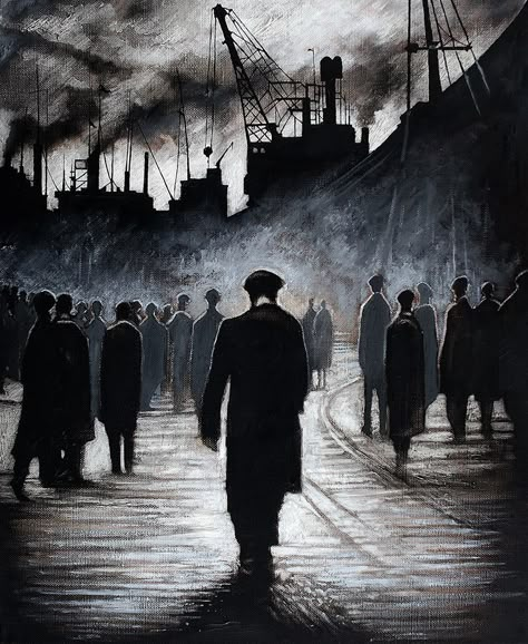 The Forgotten Workers. Painting by Ryan Mutter who has built up a strong reputation as painter of industrial scenes. Apartment Industrial, Crazy Tricks, Industrial Artwork, Industrial Paintings, Industrial Landscape, Rustic Apartment, Blades In The Dark, Farmhouse Industrial, Vintage Industrial Furniture