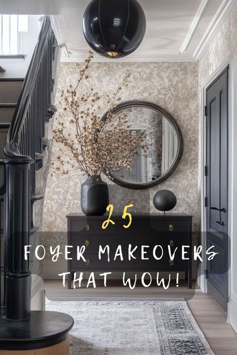 Ready to transform your entryway? Check out these 25 chic foyer ideas that blend functionality with style. From minimalist to eclectic, find your foyer style. Click to start transforming! 🚪🎨 #ChicFoyer #EntrywayIdeas #MinimalistStyle #EclecticHome #StylishEntry Foyer Ideas Entryway Black And White, Dark Narrow Entryway Ideas, Foyer Styling Ideas, Dramatic Foyer Ideas Entryway, Apartment Entryway Ideas Luxury, Entryway Flex Room Ideas, Foyer Shiplap Entryway, Big Entryway Decor, Grey Foyer Entryway