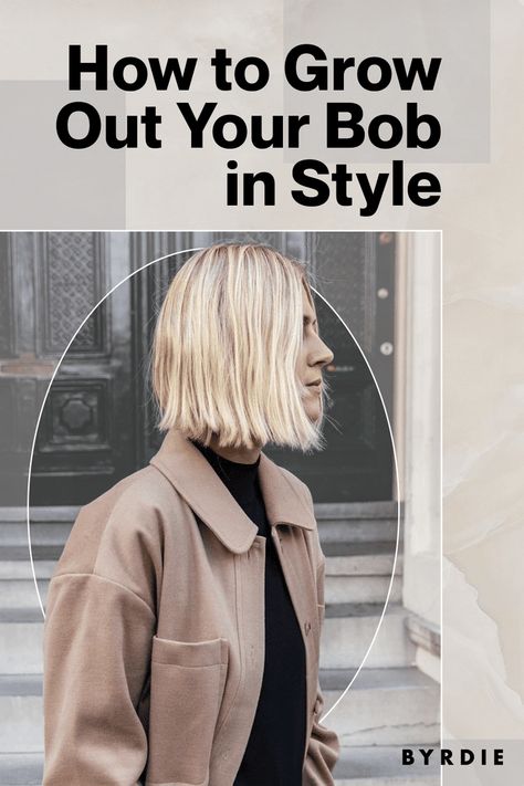 Letting Hair Grow Out, Styling Growing Out Hair, Grow Out Short Hair Stages Ideas, Haircuts When Growing Out Hair, Outgrown Bob Hairstyles, Angled Bob Haircuts Curly Hair, Growing Out A Short Haircut, Bob Growing Out Stages, Growing Out Asymmetrical Bob