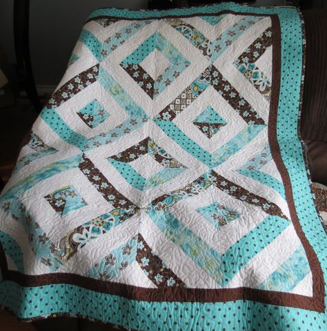 summer in the park Summer In The Park, Brown Quilt, Quilt Easy, Turquoise Quilt, Teal And Brown, Missouri Star Quilt Company, Pretty Quilt, Jellyroll Quilts, Summer Quilts