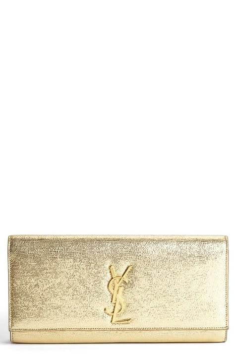 Saint Laurent Luxury Designer Gold Clutch, Designer Gold Clutch For Gala, Cheap Luxury Gold Clutch, Luxury Gold Bag For On-the-go, Luxury Gold Clutch With Chain, Gold Clutch Purse, Gold Bags, Gold Clutch Bag, Ysl Clutch