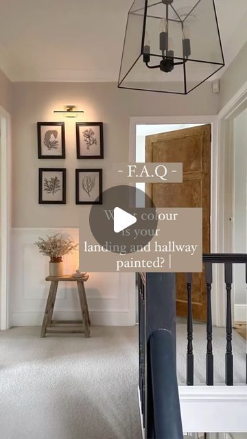 Panelled Hallway Colours, Dark Cream Walls, Hallway Neutral, 2 Tone Hallway Paint Colors, Hallway Paint Colours, Cream Hallway Ideas, Warm Hallway Colour Schemes, Neutral Hallway Ideas, Two Tone Hallway