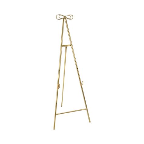 53.5"H Gold Metal Folding Tripod Floor Easel - 53.5" - Bed Bath & Beyond - 31484333 Displaying Pictures, Standing Office, Floor Easel, Concrete Lighting, Multi Picture, Decorative Bows, Metal Trays, Lighting Ceiling, Everly Quinn