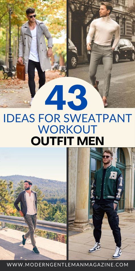 Elevate your casual style with these 43 sweatpants outfit ideas for men! Discover comfortable and trendy looks to keep you stylish and cozy. #SweatpantsOutfit #MensFashion #CasualStyle Workout Outfit Men, Sweatpants Outfit Men, Outfit Men Ideas, Mens Joggers Outfit, Sporty Outfits Men, Sweatpants Outfit Ideas, Casual Sporty Outfits, Loungewear Outfits, Sweatpants Outfit