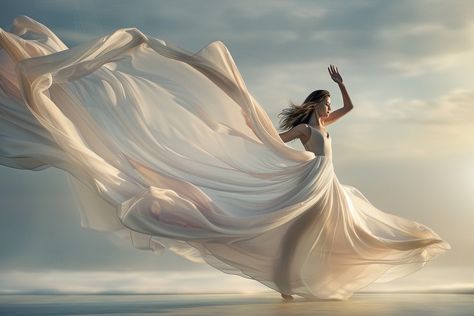 Award-Winning Photograph: Graceful Dancer in Silk Dress Dress In Wind, Dress Flowing In The Wind Drawing, Fabric Blowing In The Wind, Dress Flowing In The Wind, Scarf Flowing In Wind, Veil Blowing In The Wind, Real Estate Marketing Strategy, Inspirational Digital Art, Photography Movies