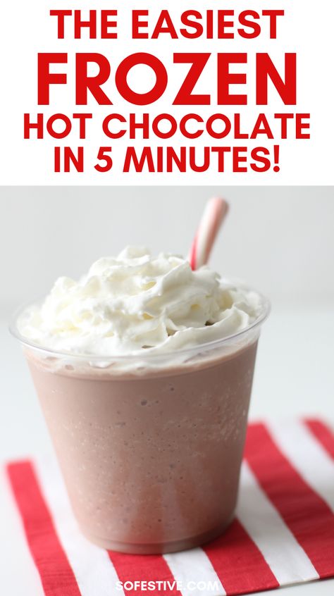 The most amazing frozen hot chocolate recipe made with only 3 ingredients and in under 5 minutes! Frozen hot chocolate for the win! This will become a new favorite! Frozen Hot Chocolate Recipe Easy, Iced Hot Chocolate, Frozen Hot Chocolate Recipe, Frozen Drink Recipes, Hot Cocoa Recipe, Frozen Hot Chocolate, Hot Chocolate Drinks, Hot Chocolate Recipe, Cocoa Recipes