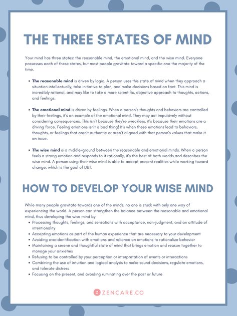 The Wise Mind Emotional Mind Wise Mind, Emotional Rational Wise Mind, The Wise Mind Dbt, Wise Mind Dbt Worksheet, Wise Mind Activities, Group Therapy Ideas, Wise Mind Dbt, Group Therapy Activities, Mindful Activities