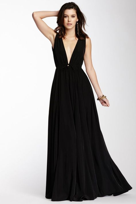 V Neckline Dress, Ladies Choice, Deep V Neck Dress, Rachel Pally, Evening Style, Black Floor, Neckline Dress, Female Style, Playing Dress-up