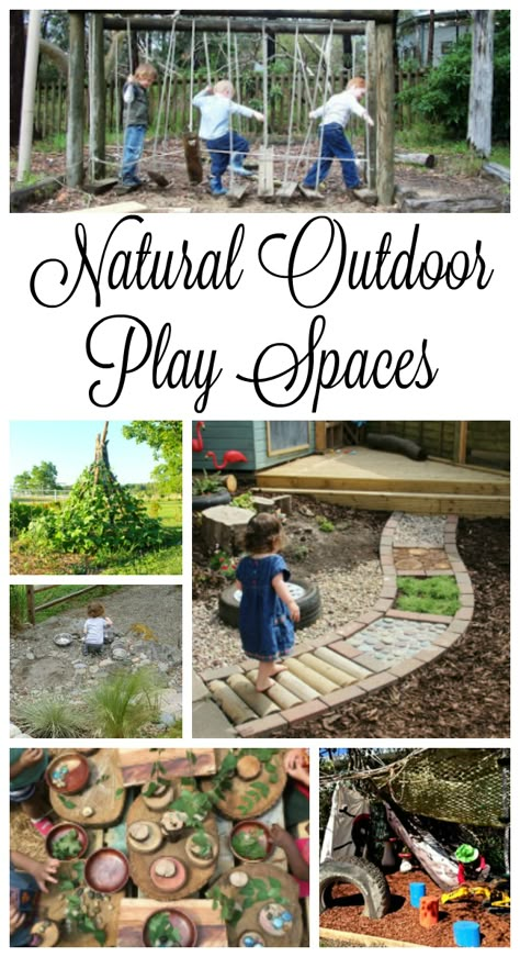 Gorgeous and Natural outdoor play spaces - these are perfect backyard ideas for preschoolers! Natural Outdoor Play Spaces, Natural Outdoor Play, Natural Play Spaces, Outdoor Play Space, Outdoor Learning Spaces, Kids Play Spaces, Outdoor Play Spaces, Outdoor Play Areas, Natural Play