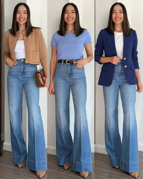 Business Casual Florida Work Outfits, Wide Leg Jeans Outfit, Most Comfortable Jeans, Looks Jeans, Look Jean, Mom Outfit, 2024 Style, Elegante Casual, Casual Work Outfits