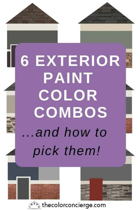 6 Exterior Paint Color Combos (and how to pick them) - Color Concierge Colors To Paint Outside Of House, 2 Color Exterior House Colors, Exterior Painting Colors For House, Interior And Exterior Paint Colors, Happy House Colors Exterior, Pittsburg Paints Farmhouse, Outdoor House Painting Ideas, What Color Should I Paint My House, Picking Exterior House Paint Colors