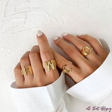 Girls Engagement Rings, Personalized Initial Ring, Gold Initial Ring, Alphabet A, Gold Color Ring, Letter Ring, Name Rings, Ringe Gold, Trendy Ring