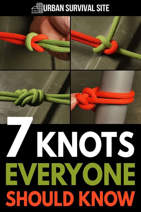 Survival Knots Step By Step, Shtf Survival Diy Projects, Useful Knots, Easy Knots, Essential Knots, Survival Prepping Diy, Survival Skills Emergency Preparedness, Strong Knots, Camping Knots