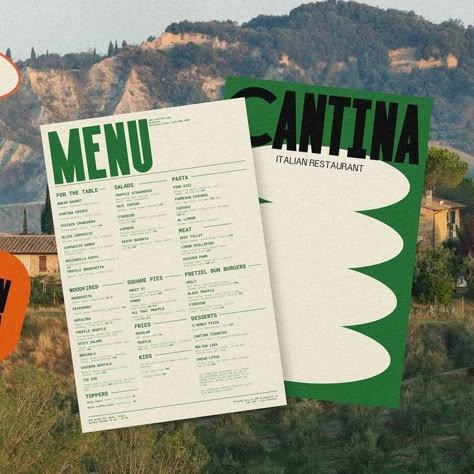 CANTINA Visual Identity by @thelimstudio 👏⁠ ⁠ #youcreativemedia #visualidentity #visualidentitydesign #graphicdesign #artdirection Menu Design Inspiration, Illustrator Typography, Mises En Page Design Graphique, Restaurant Identity, Cafe Menu Design, Pizza Branding, Coffee Shop Branding, Menu Layout, Cafe Branding