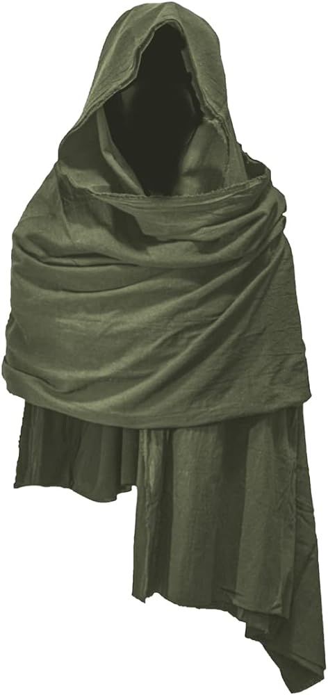 Amazon.com: JCBFUME Cowl Hood Scarf Rogue Hood Medieval Cloak Renaissance Costume Men Neck Warmer Hooded Cape Hat Cyberpunk Accessories (Blue) : Clothing, Shoes & Jewelry Cloaked Man Art, Male Fantasy Clothing Design, Mens Cloak, Shark Clothes, Cyberpunk Accessories, Hooded Cowl Scarf, Larp Inspiration, Fair Costume, Medieval Hats