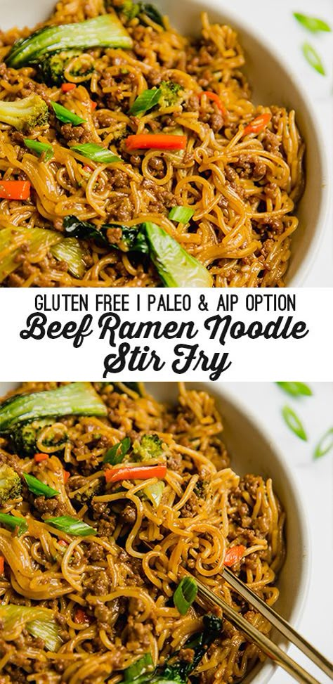 Aip Ground Beef, Ground Beef Ramen, Ramen Noodle Stir Fry, Gluten Free Ramen, Beef Ramen, Noodle Stir Fry, Ground Beef Recipes Healthy, Keto Beef Recipes, Ground Beef Dishes