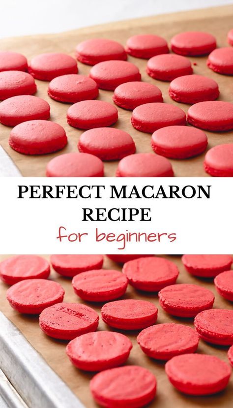 Macaron Recipe For Beginners, French Macaron Recipe, French Macaroon Recipes, Kue Macaroon, Recipe For Beginners, Macaron Cookies, French Macaron, French Macaroons, Macaroon Recipes