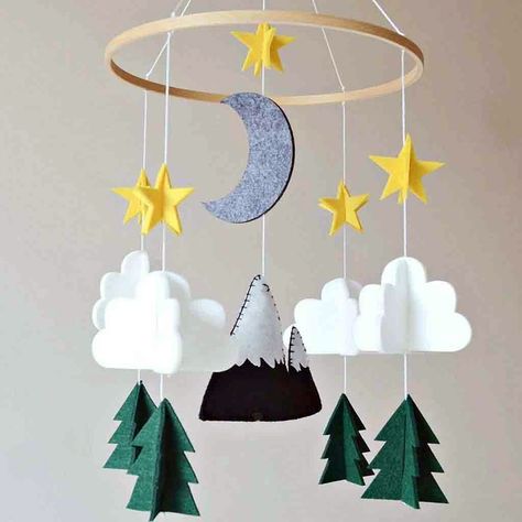 Accessories you need in your adorable woodland nursery— Baby Crib Mobile Hanging Ornament Room Interior Colour, Nursery Organisation, Mobile Decoration, Boy And Girl Room, Hanging Crib Mobile, Night Nursery, Crib Accessories, Hanging Crib, Mobile Ideas