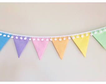 Pastel Bunting, Felt Bunting, Rainbow Bunting, Dekor Diy, Ramadan Crafts, Birthday Bunting, Pastel Decor, Banners Buntings, Diy Birthday Decorations