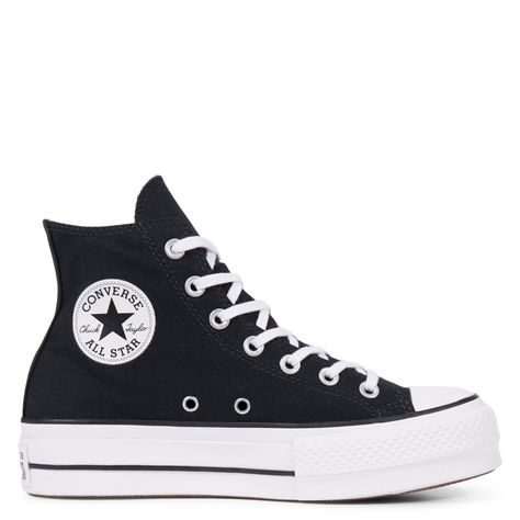 Chuck Taylor All Star Platform High Top Black/White/White Black High Top Converse Platform, Converse Chuck Taylor All Star Lift, Convers Black, Black Converse Platform, Converse High Top Platform, Black All Stars, Black Converse High Tops, Converse All Star Platform, Converse Haute