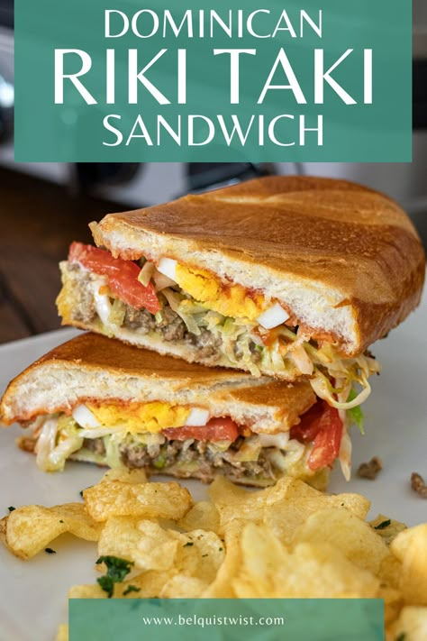 A classic Dominican street food that is made with the most unusual ingredients that bring an insane amount of flavor to this unique sandwich. Riki Taki, Unique Sandwich Recipes, Dominicano Recipes, Hispanic Dishes, Simple Family Meals, Boricua Recipes, Dominican Food, Hispanic Food, Exotic Food