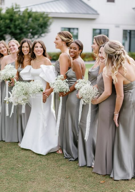 Wedding Themes Gray, Silver Wedding Bridesmaid Dresses, Grey Beige Bridesmaid Dresses, Satin Grey Bridesmaid Dresses, Steel Gray Bridesmaid Dresses, Charcoal Gray Bridesmaid Dresses, Dark Silver Bridesmaid Dresses, Slate Gray Bridesmaid Dresses, Silver Wedding Theme Color Schemes