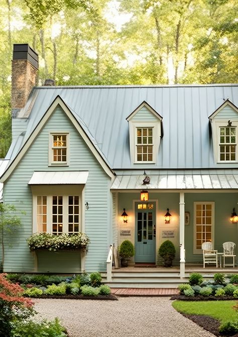 Cottage House Exterior, Cottage Exterior, Casa Exterior, Dream Cottage, Cottage House Plans, Dream House Exterior, House Goals, Blue House, Cottage Homes