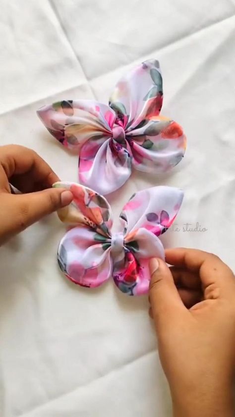 Hair Bows Diy Ribbon, Hair Accessories Ribbon, Diy Hair Accessories Ribbon, Bow Diy, Hair Bows Diy, Ribbon Crafts Diy, Fabric Flower Tutorial, Bows Diy Ribbon, Butterfly Bow