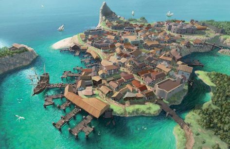 Welcome to Sandpoint, a Nice Little Town - Nerds on Earth Fantasy City Map, Pirate Island, Island Town, Fantasy Town, Pathfinder Rpg, Rpg Map, Fantasy House, Fantasy City, Fantasy Places