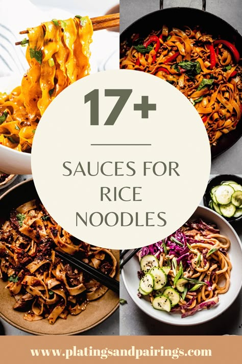 Rice Noodle Lunch Ideas, Rice And Noodles Recipes, Rice Noodles Chicken Recipe, Ramen Noodle Sauces, Easy Dinner Recipes Rice Noodles, Noodle Topping Ideas, Stirfry Noodle Sauce, Rice Noodles Dishes, Recipes With Rice Noodles Easy