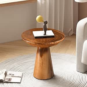 JOLLYMER Mushroom Side Table, Teak Stool, Natural Plant Stand, 14" Tall Wood Round Coffee Table for Living Room, Bedroom, Garden, Yard Mushroom Side Table, Wood Round Coffee Table, Coffee Table For Living Room, Natural Bedroom, Bedroom Garden, Round Wood Coffee Table, Mushroom Coffee, Table For Living Room, Natural Plant