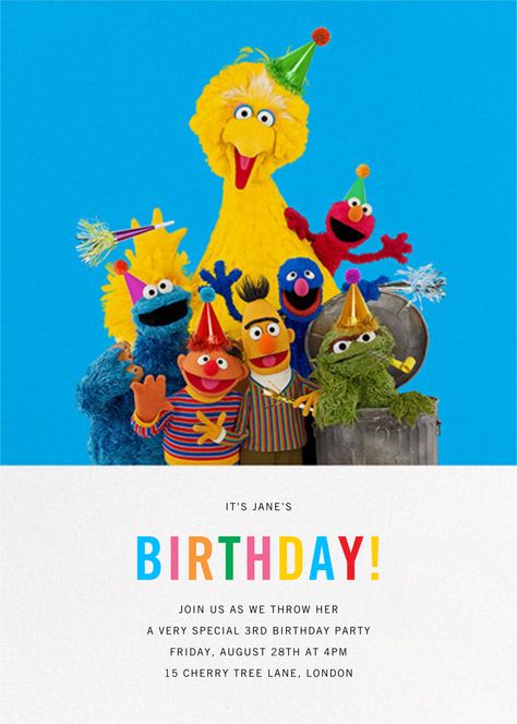 Big Birds of a Feather | Send online instantly | Track opens Printable Notes Templates, Sesame Street Birthday Invitations, Sesame Street Invitations, Sesame Street Cake, Notes Templates, Big Birds, Sesame Street Birthday Party, Sesame Street Party, New Birthday