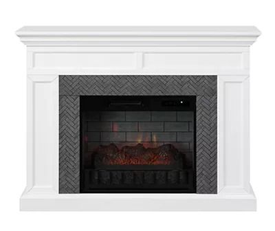 Electric Console Fireplace | Fireplace TV Stand | Big Lots Fireplace Free Standing, Fireplace Living Rooms, Faux Stone Electric Fireplace, Mantel Electric Fireplace, Console Fireplace, Herringbone Brick Pattern, Stone Electric Fireplace, Fireplace With Mantel, Black Electric Fireplace