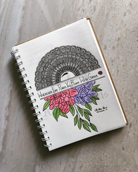 29. FLORAL MANDALA 💐🌸 Mandala Art For Project Front Page, Mandala Art Front Page Design, Mandala Art Cover Page, Mandala Front Page Design, Mandala Cover Page, Mandala Book Cover Design, Mandala Border Design, Cute Mandala Art, Mandala Aesthetic