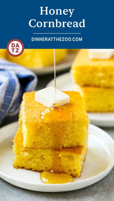 This honey cornbread is the ultimate cornbread recipe! It's slightly sweet, perfectly tender and absolutely delicious. Use it as a side dish or crumble it up to make cornbread stuffing. Jalapeño Cornbread Recipe, Leftover Cornbread, Cornbread Recipe Sweet, Delicious Cornbread, Jalapeño Cornbread, Moist Cornbread, Buttermilk Cornbread, Honey Cornbread, Gluten Free Cornbread