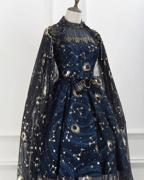 Moon Star Dress, Space Prom Outfit, Space Homecoming Theme Outfit, Celestial Aesthetic Clothes Dresses, Stary Night Outfit Ideas, Witch Dress Costume, Starry Dress Aesthetic, Night Inspired Outfits, Altar Cloth Pagan