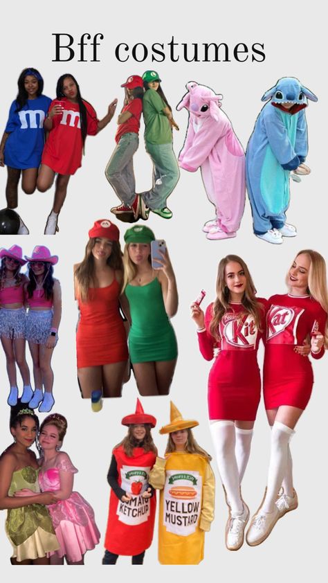 Things To Be For Halloween Costume Ideas, Two Friends Costumes, Cute Halloween Costumes 2 People, Cute Halloween Costumes For Two People, Halloween Besties Costumes, Duo Halloween Costumes Bff Middle School, Grown Ups Halloween Costumes, Halloween Costumes For Two Girls Bffs, Matching Bestie Halloween Costumes