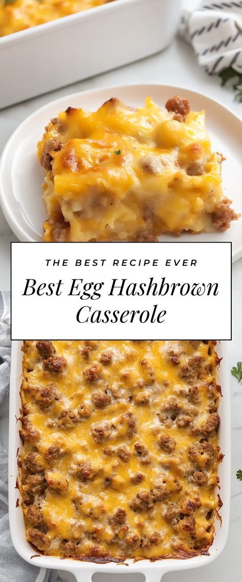 This Best Egg Hashbrown Casserole is a brunch lover's dream! It's hearty, satisfying, and easy to whip up, making it ideal for busy mornings or family gatherings. Breakfast Egg And Hashbrown Casserole, Breakfast Casserole Recipes Hashbrown, Simple Breakfast Casserole Eggs, Easy Breakfast Ideas Casseroles, Clean Breakfast Casserole, Egg Hashbrown Casserole Recipes, Easy Breakfast Casserole With Shredded Hashbrowns, Best Egg Bake With Hashbrowns, Fluffy Breakfast Casserole