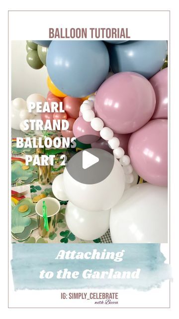 Becca Mansfield | Party Creator 🎉 on Instagram: "So many of you joined the party from my Pearl Strand Balloon tutorial, I had to make a Part 2! 🥳  Here you’ll see how easy it is to secure that pearl strand into a balloon garland so it doesn’t unravel 🤗  I love these little additions that take balloon garlands to the NEXT LEVEL.  If you missed part 1, I pinned it in my reels so it’s easy to find!  If you want to see how to make a BALLOON GARLAND like a professional, that tutorial is pinned in my reels as well! 🤩  Let me know if you want to see more balloon tutorials in the future - my goal is to make YOU confident in your balloon game 💪🏻  ❤️ Becca, your balloon bestie 🎈   …  … Balloon garland tutorials  #balloonart #balloongarland Pearl Strand Balloons Balloon tips and tricks" How To Make Pearl Balloon Strands, Balloon Pearl Strands, Balloon Pearls, Pearl Balloon Garland, Balloon Strands, Make A Balloon Garland, Balloon Tips, Balloon Tutorials, Pearl Balloons