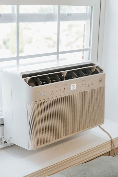 The Best Window AC For Summer | dreamgreendiy.com + @mideaamerica #ad #CoolDownWithMidea How To Make A Window Ac Unit Look Nice, Window Ac Unit Ideas, Window Unit Cover Ideas Inside, Window Ac Cover, Heat Pump Cover, Ductless Ac, Pump Covers, Ac Cover, Window Ac Unit