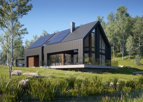 Modern Barn on Behance Barn Houses, Shed House, Modern Barn House, House By The Sea, Modern Farmhouse Exterior, Shed Homes, Casa Exterior, Christmas Potpourri, Barn Style House