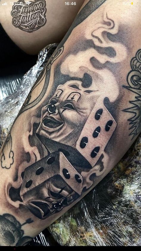 Cholo Tattoo, Cartoon Tattoo Ideas, Leg Sleeve Tattoos, Leg Tattoo Ideas, Amazing 3d Tattoos, Dice Tattoo, Animated Shows, Chicano Tattoos Sleeve, Cartoon Tattoo