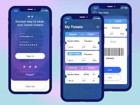 Great work from a designer in the Dribbble community; your best resource to discover and connect with designers worldwide. Ticket App Design, Ticket Mockup, Flight App, App Mockup, Software Ui Design, Ui Design Mobile, Mobile Ux, Ui Ux App, Mobile Template