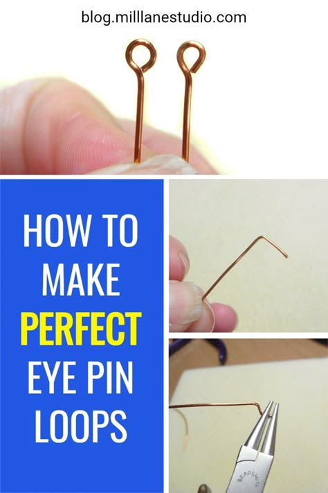 How To Use Eye Pins For Earrings, Eye Pins How To Use, Jewelry Making Tips And Tricks, Things To Make With Old Jewelry Making Tools, Handmade Jewelry Making Tools, How To Make A Wire Loop For Jewelry, Basic Jewelry Making, How To Make Jewelry To Sell, How To Make Jewelry For Beginners