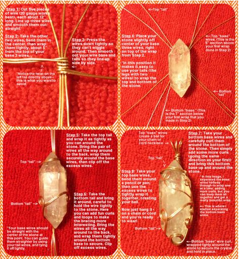 Step by step photo tutorial for how to make your own wire-wrapped stone pendant. Crystal Jewelry Diy, Wire Wrapped Crystal Pendant, Wire Wrapping Tutorial, Wire Wrapping Diy, Wire Wrapped Jewelry Diy, Wire Wrapped Jewelry Tutorials, Bijoux Fil Aluminium, Wire Jewelry Tutorial, Wire Jewelry Designs