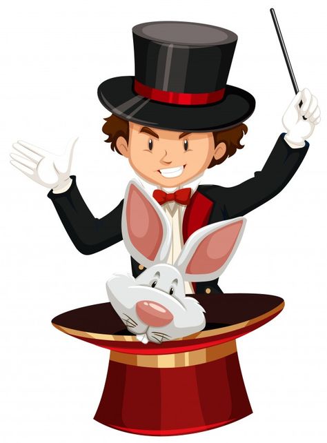 Magician with magic hat and wand | Free Vector #Freepik #freevector #man #character #cartoon #animal Magician Drawing, Magic Party Theme, Magician Man, Happy Thanksgiving Clipart, Magic Clipart, School Board Decoration, Magic Party, Magic Props, Magic Hat