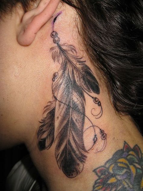 60 Best Neck Tattoo Ideas and Designs for Free Spirits in 2021 Native American Feather Tattoo, Indian Feather Tattoos, Best Neck Tattoos, Side Neck Tattoo, Native American Tattoos, Native Tattoos, Neck Tattoos Women, Feather Tattoo Design, Neck Tattoo For Guys