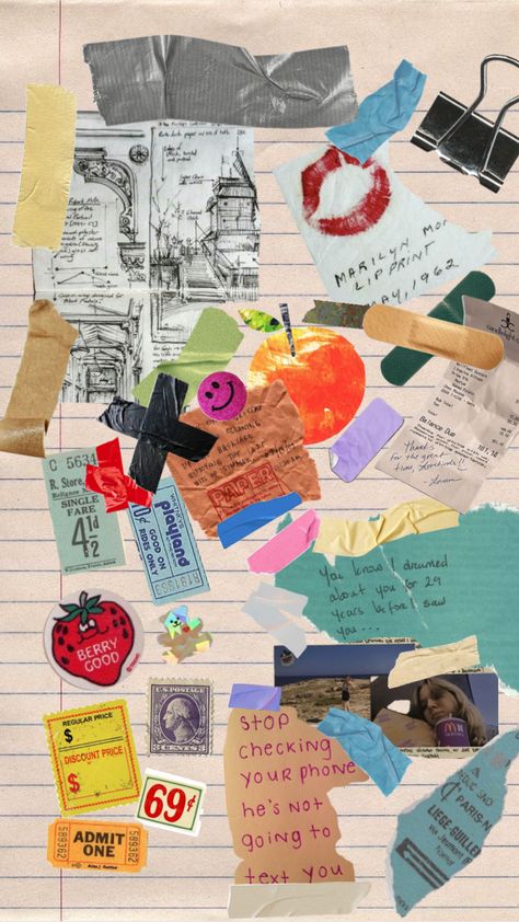 #paper #junk #trash #tape #stationary #diary #journal #vibes #aesthetic #collage Notebook Collage Aesthetic, Diary Collage, Trash Collage, Trash Journal, Journal Aesthetic Messy, Messy Journal Aesthetic Grunge, Things To Do Alone, Sketchbook Drawings, Collage Design