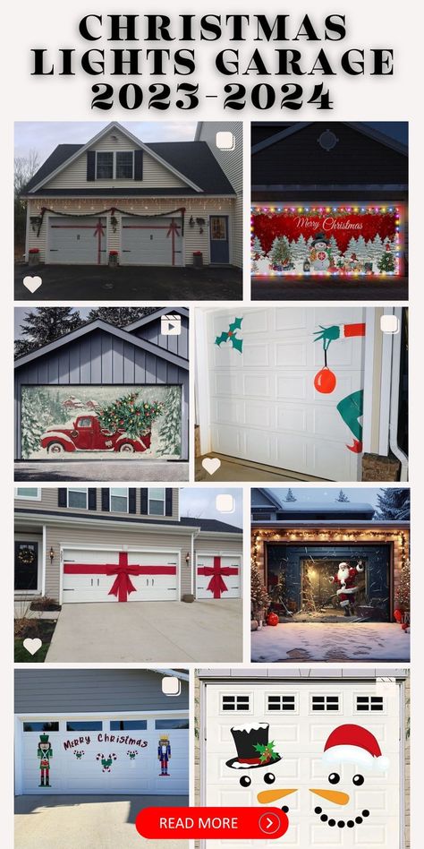 Transform your garage into a celestial masterpiece by adorning it with lights. Embrace the beauty of simplicity by wrapping lights around the structure, allowing your garage to shine like a beacon of festive joy. Garland Garage Door, Decorating Garage For Christmas, Front Garage Christmas Decor, Diy Christmas Garage Door Decoration, Outdoor Christmas Garage Decorations, Wreath On Garage Lights, Wreath Over Garage Door, Christmas Garland Garage Door, Christmas Decor For Garage Door